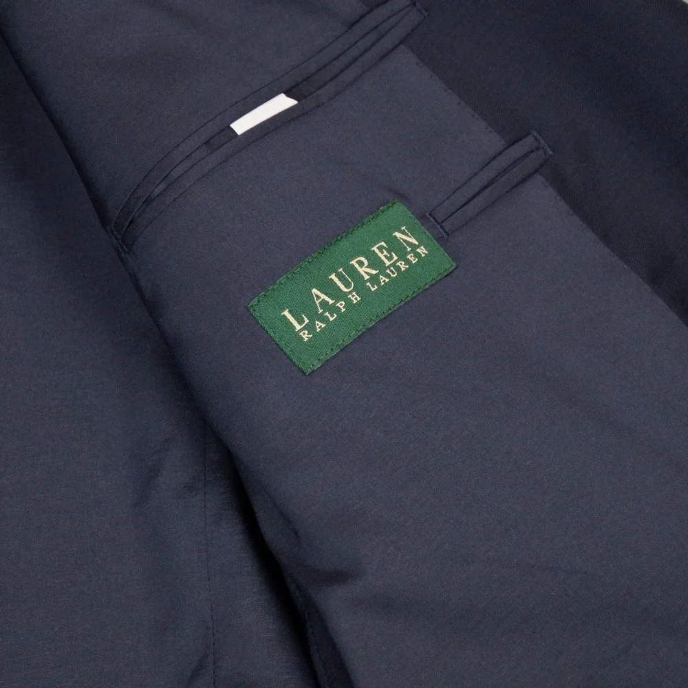 Lauren Ralph Lauren Blazer Men 42L Navy Gold Button Wool Blend Sport Coat (Fair)